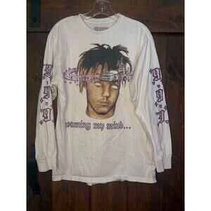 Juice WRLD Shirt  M White Y2K 999 Roaming My Mind Rap Hip Hop Long Sleeve